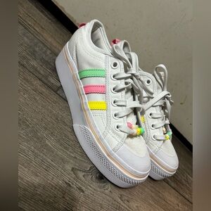 Adidas Nizza Platform pastel & White beaded Sneakers